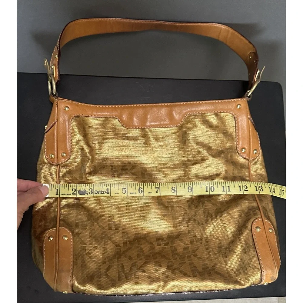 Y2K Michael‎ Kors Gold MK signature logo hobo shoulder bag purse studs Rare